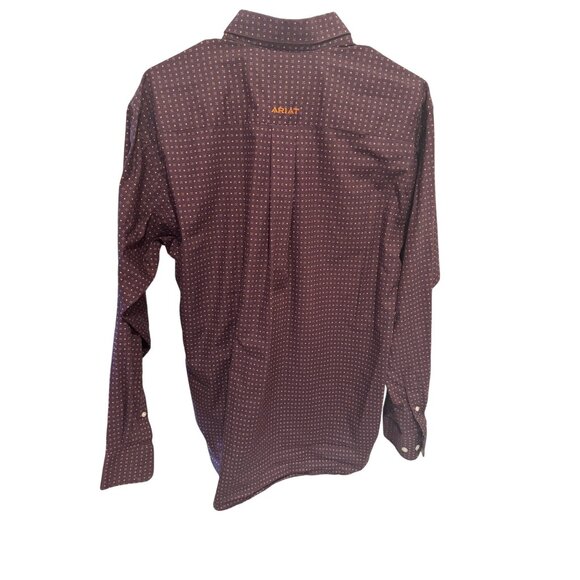 Ariat Mens Wrinkle-Free Long Sleeve Button-Up Shirt Purple M Western Work Cowboy - Picture 3 of 12